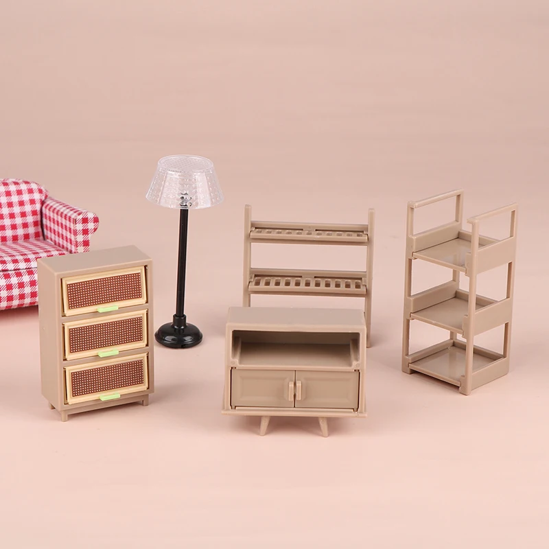 1/12 Dollhouse Miniature Bookcase Storage Rack Mini Shoe Cupboard Bedside Table Bookshelf Floor Lamp Doll House Furniture Model