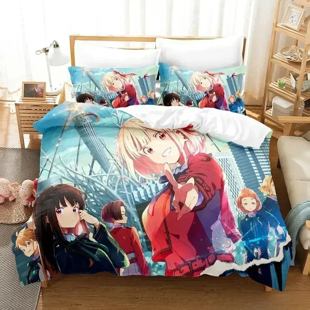 

Lycoris Recoil Bedding Set Single Twin Full Queen King Size Bed Set Adult Kid Bedroom Duvet cover Sets 3D Anime Bed Sheet Set