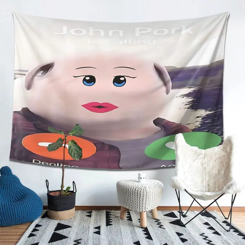 VIKAMA Wall Tapestry Funny Phone Tapestry Network Hot Meme Pig Face People Call Printing Print Tapestry Hanging Cloth for