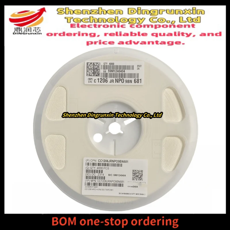 Surface mount capacitor 1206 680PF 681J 50V NPO/COG ± 5% 3216 ceramic high-frequency 4K/disk