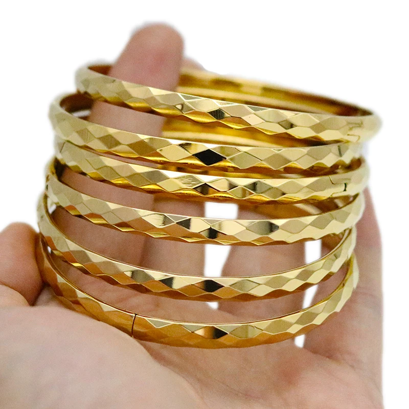 New 6MM Dubai Women's Diamond Bracelet Eropean Middle East Bracelet Gold African Wedding Ethiopian Jewelry Bride Gift