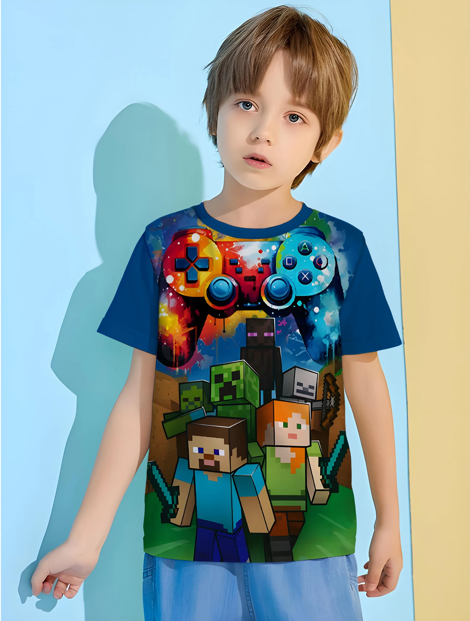 Hot Game Print Children's T-shirts for Children Summer Clothes Clothing for Boys Baby Boy Clothes 8 to 10 Years Male Tops Top