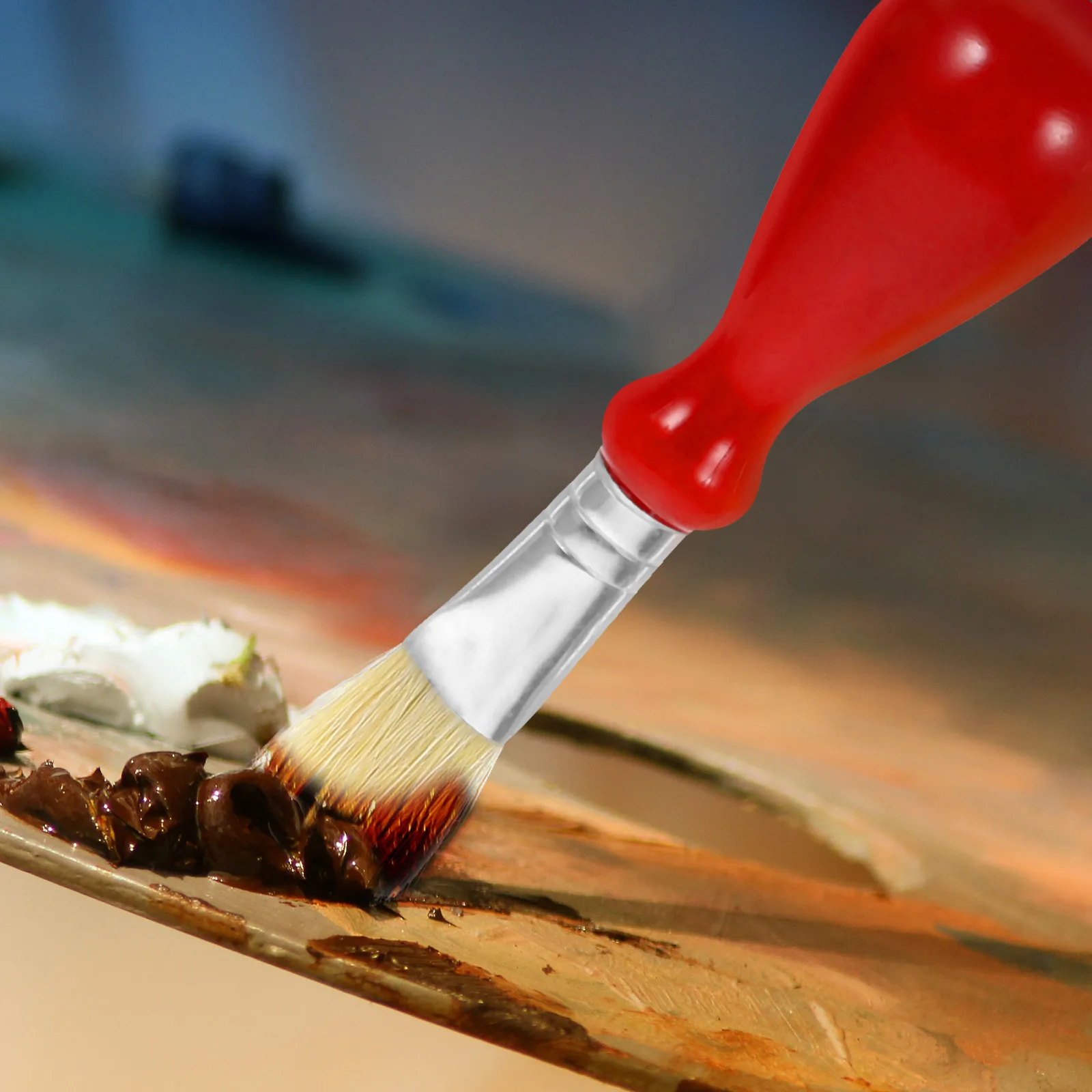 

6pcs Paint Brush Set Oil Painting Artist Watercolor For Canvas Craft 2-4 Years Portable Lightweight Reusable Micro