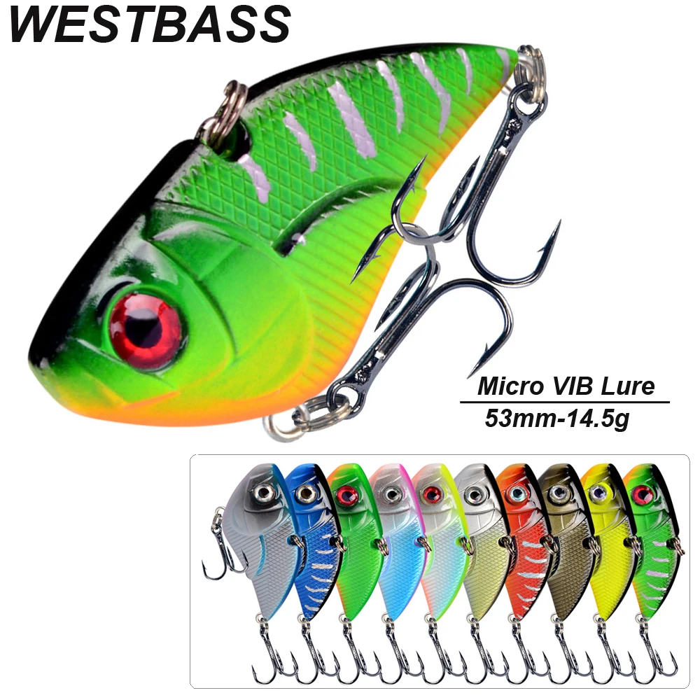 WESTBASS 1PX Micro VIB Lure 53mm-14.5g Silent Lipless Bait Trolling Fishing Wobbler Sinking Vibration Swimbait leurre fisching