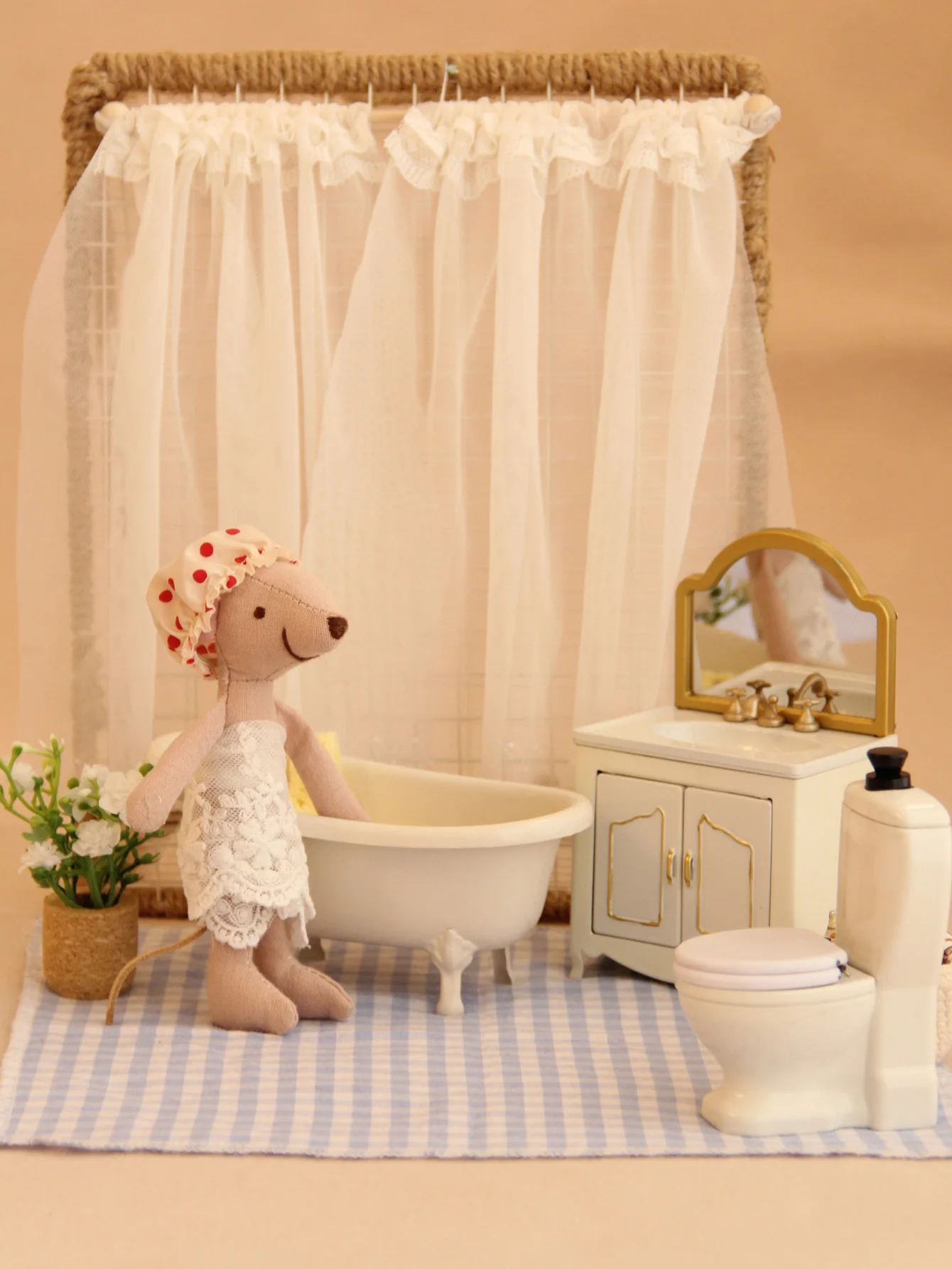 Miniatur-Simulationsspielzeug: 1:12 Maßstab Eisenbadewanne, Waschbecken, Toilette – Ideal für Puppenhaus-Badezimmerdekorationen – Detail 1