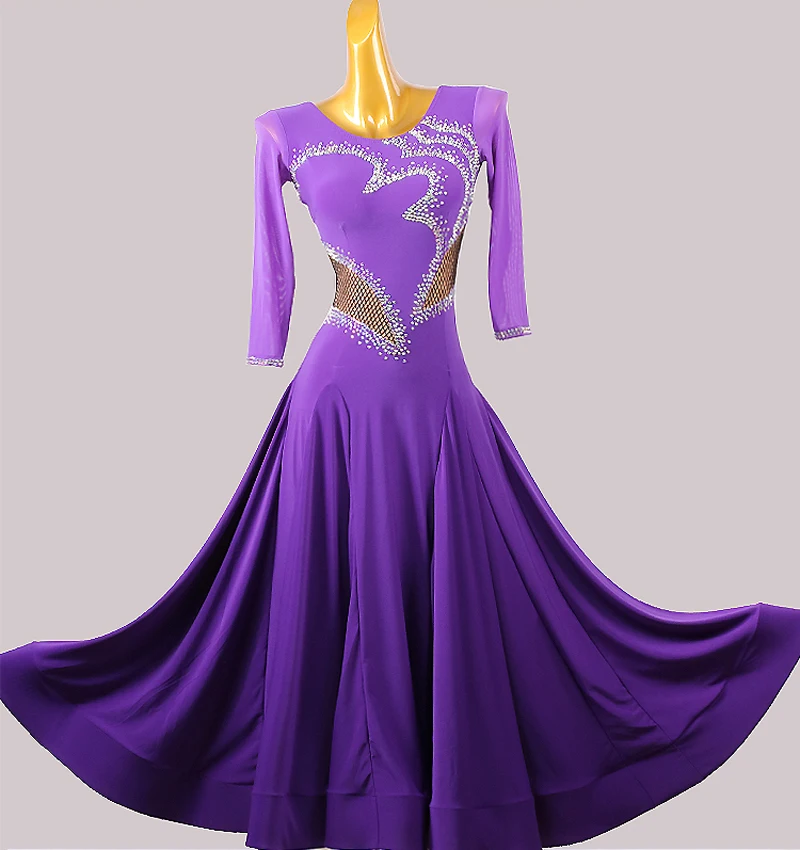 Modern Dance Skirt New Ballroom Dance Competition Dress Purple Pink Rhinestone Waltz Dress 2024 High Quality Dark Blue Standard