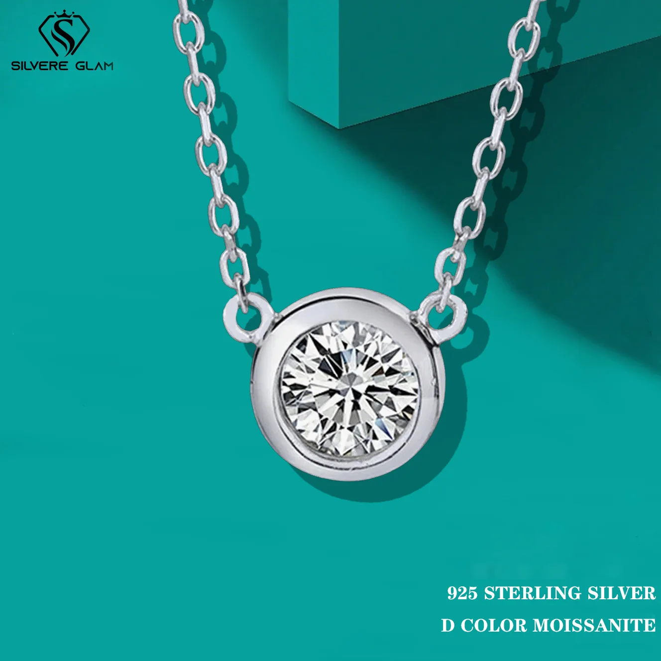 

TY 0.5CT 1CT Moissanite Necklace for Women 925 Sterling Silver Bubble Round Pendant Necklace Minimalist VVS1 Fine Jewelry