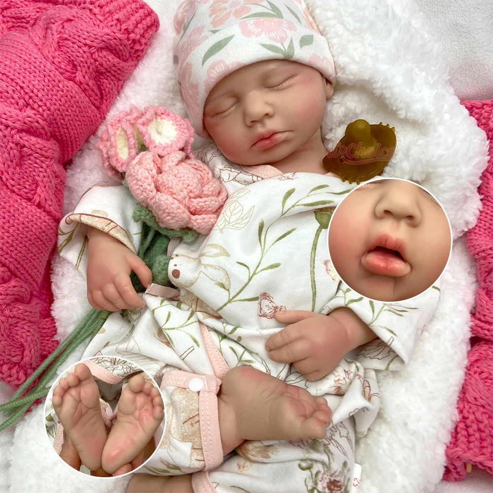 

Full Silicone Body Baby with Open Mouth 20 Inch Lifelike Reborn Baby Girl/Boy Soft Newborn Doll Random Clothing Christmas Gift