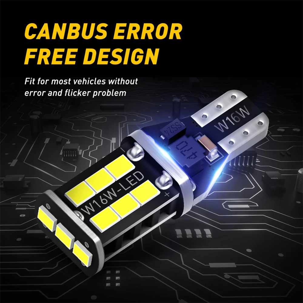 AUXITO 2 قطعة W16W LED لمبات السوبر مشرق T15 921 912 WY16W LED Canbus خطأ مجاني سيارة أضواء خلفية السيارات احتياطية عكس مصابيح الأبيض