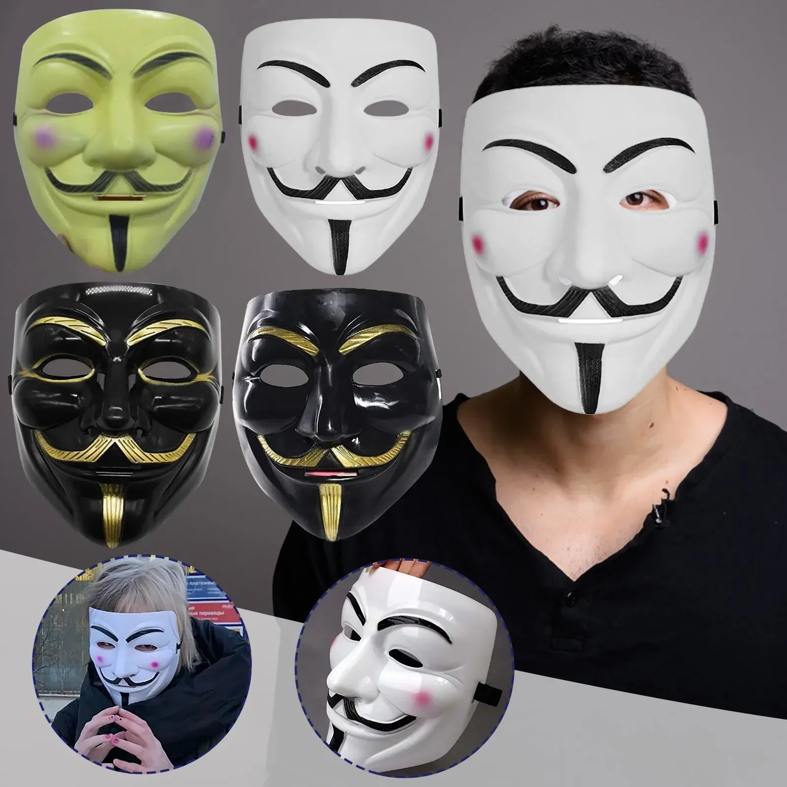 Anonymous Role Playing Mask Halloween Mask Movie Role Playing Party Props Movie Theme Headwear Children's Gift