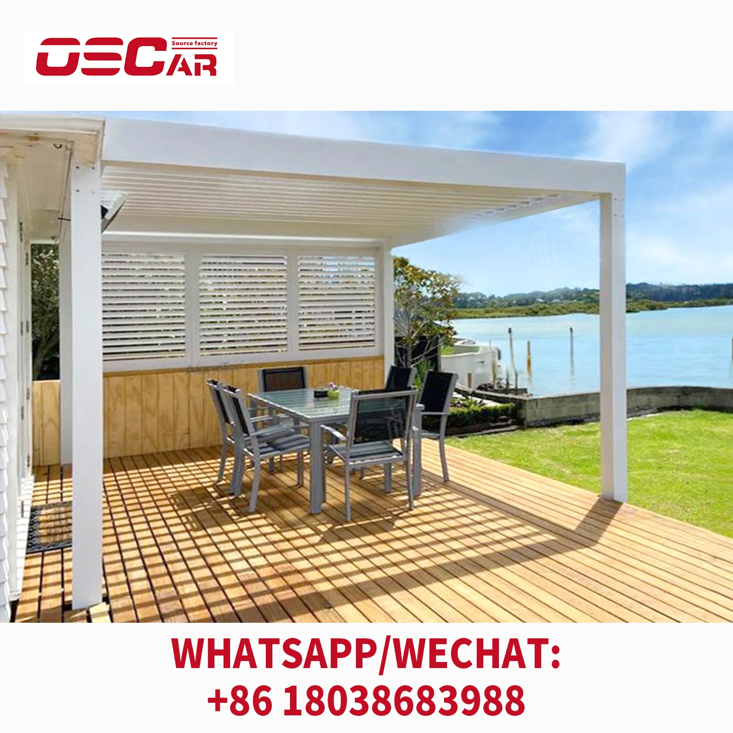 KAKADU aluminiowa pergola elektryczna z systemem baldachimu metalowa montowana na ścianie