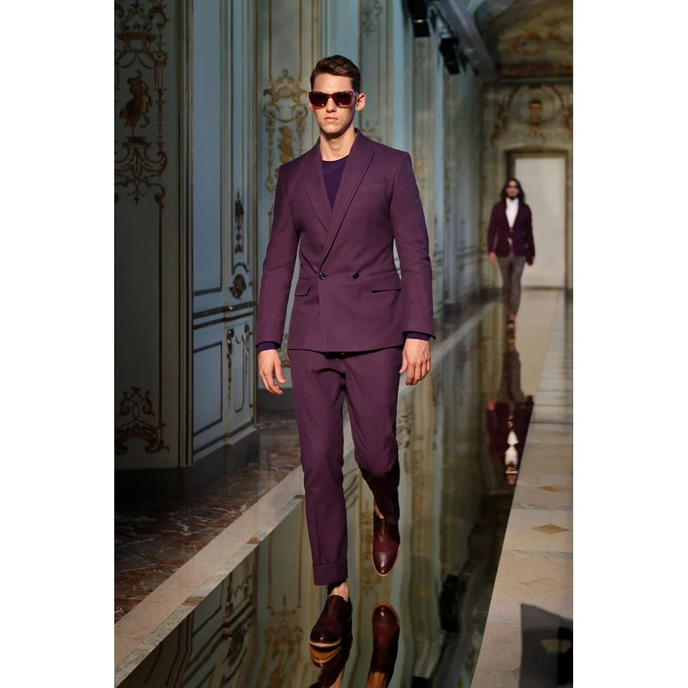 

Double Breasted Formal Suits For Men Business Prom Blazer with Pants Wedding Groom Tuxedo Male Suits Custom 2 Pieces
