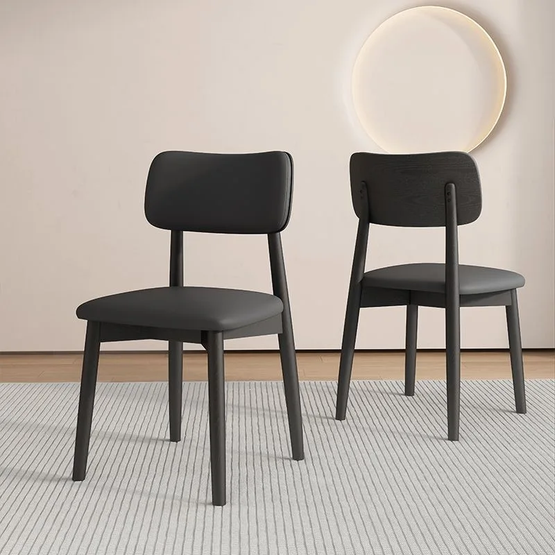 Cream Heavy Duty High Back Dining Chair Nordic Modern Stool Upholstered Bar Seat 3 Proof Cat Scratch Leather Resilience Sponge