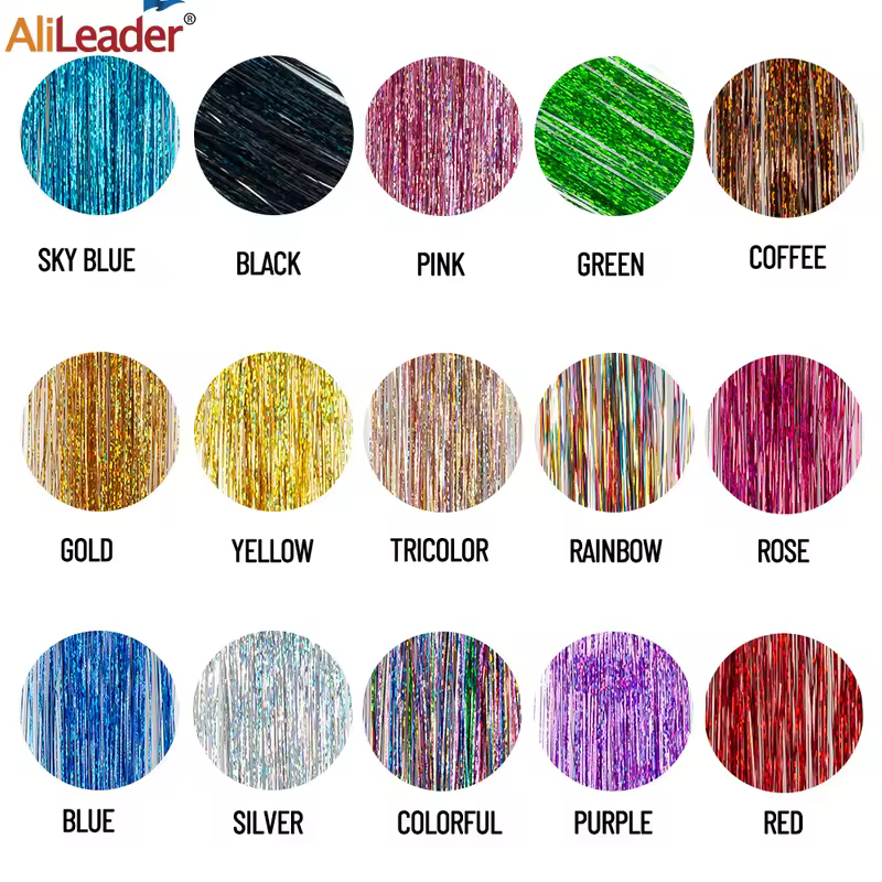 Shiny Sparkle Hair Extension Clip In Hair Tinsel Glitter Fairy Hair Tinsel Kit Heat Resistant 5Pcs Hair Streak Synthetic Hair - Image 5