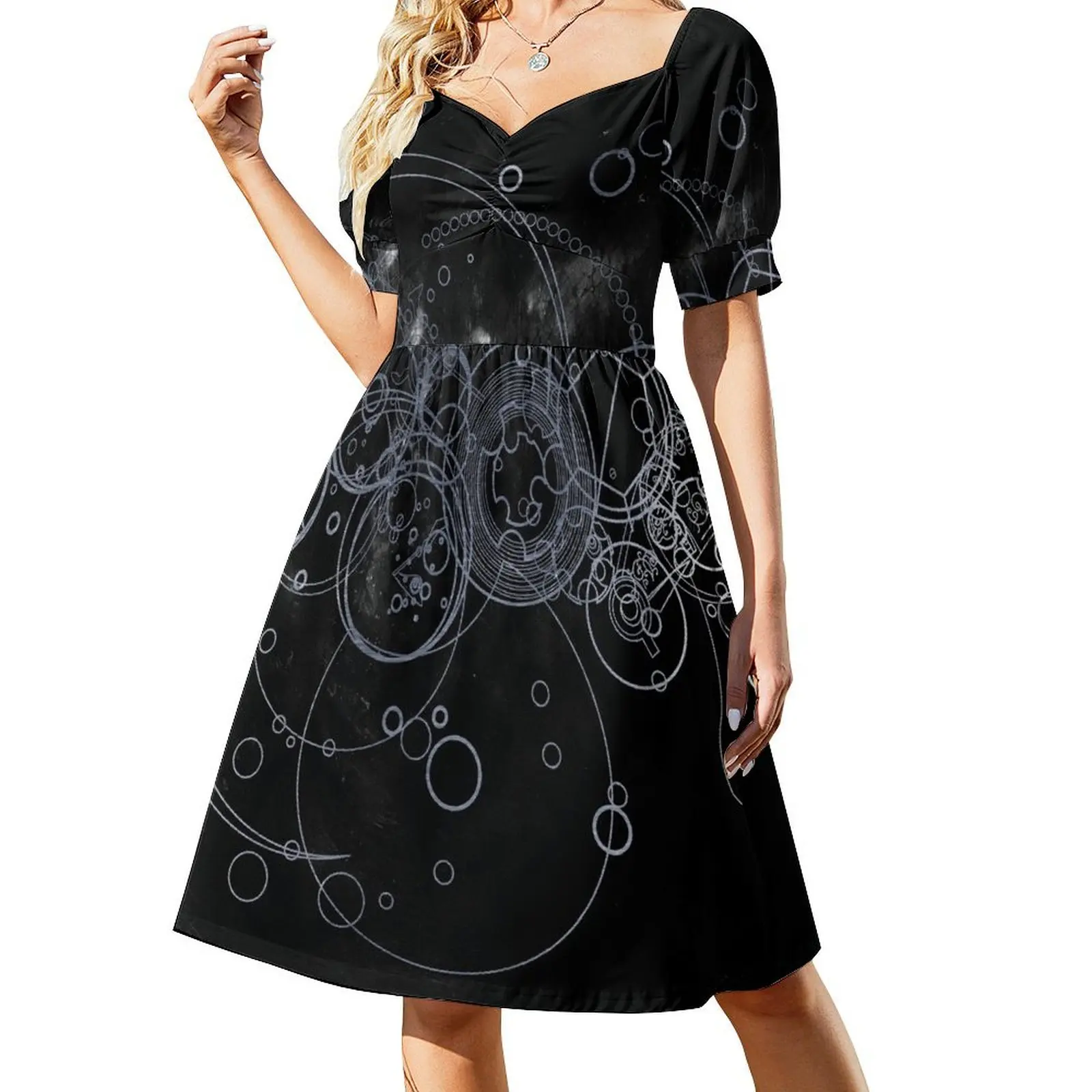 

Time Lord Writing (silver) Short Sleeved Dress dresses for official occasions dresses ladies 2025 summer Dress