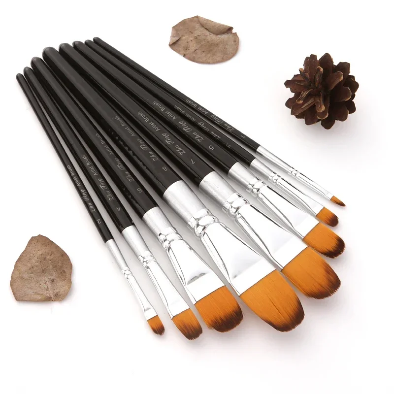 8 Pcs Professional Paint Brushes Different Shape Nylon Hair Artist Painting Brush For Acrylic Oil Watercolor Art Supplies