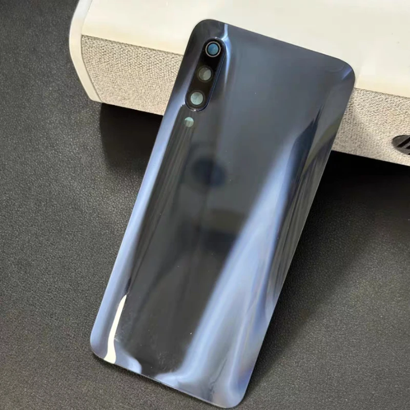 For Xiaomi Mi 9 Glass Back Rear Housing Cover Mi9 With Adhesive Back Door Replacement Hard Battery Case + Camera Lens