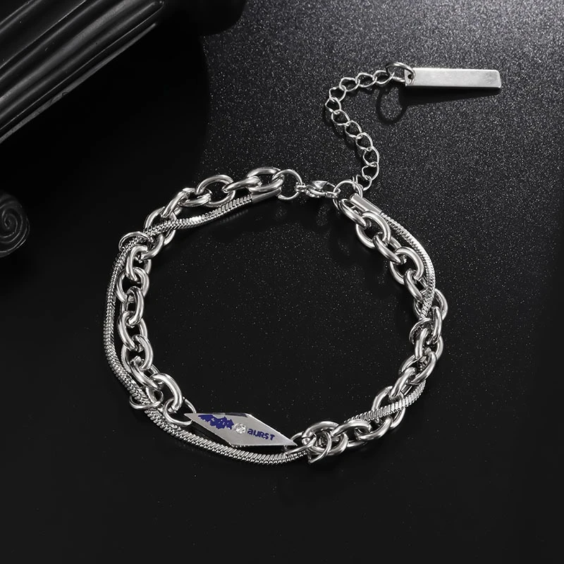 2023 New Titanium Steel Bracelet for Men's Advanced Feel Handicrafts Tidal Lava Light Luxury Hip Hop Design for Men's Ornaments