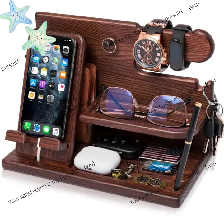 ZOCI-Office desktop charging bracket Wooden mobile phone storage rack