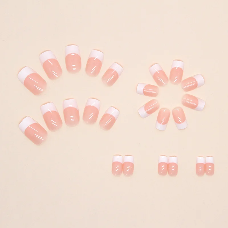24 PCs Short French Minimalist Nails with 1 Jelly and 1 Nail File image 2