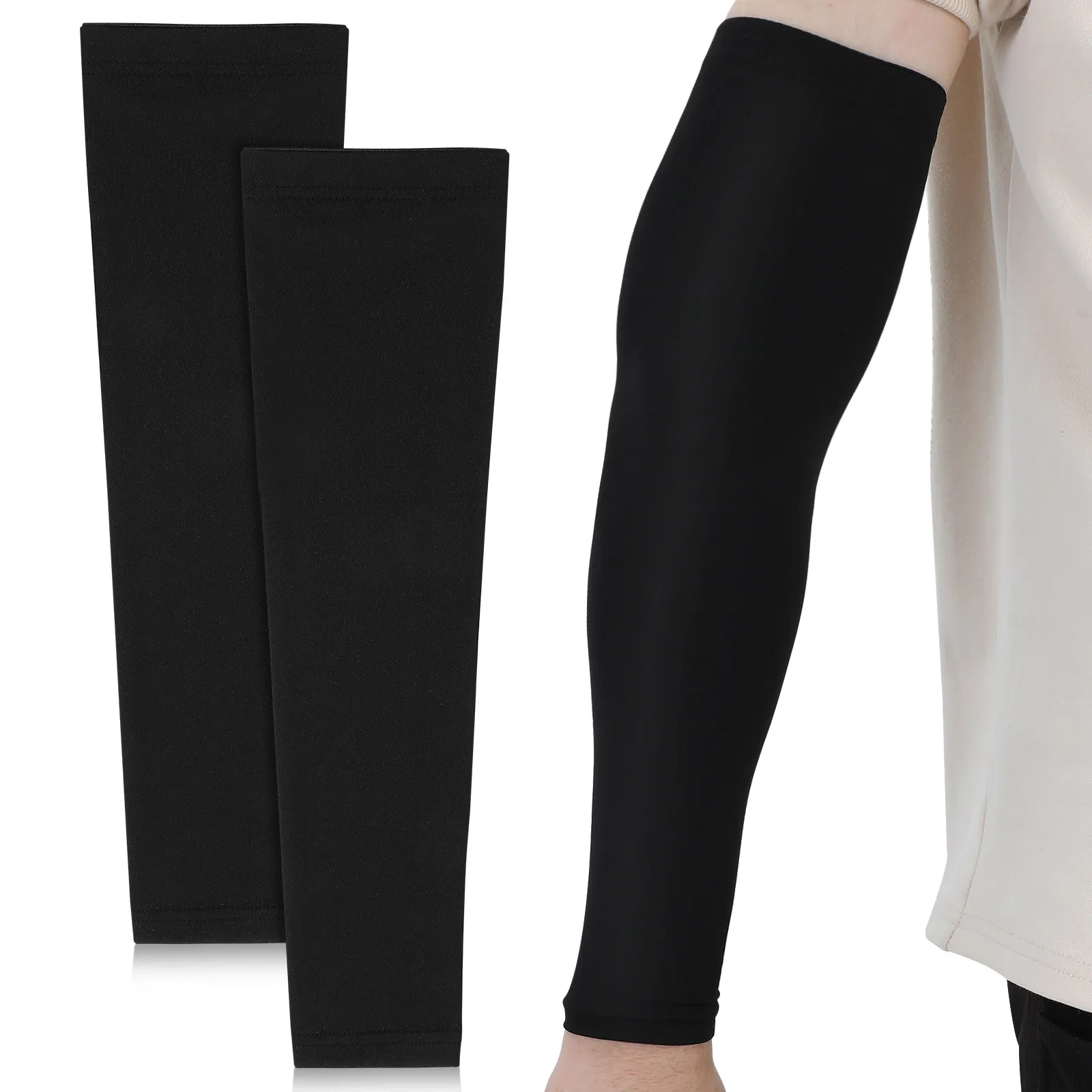 2Pcs Breathable Sweat Wicking Arm Sleeves Cooling Sun Protective Sleeves for Basketball Baseball Football Outdoor Sports