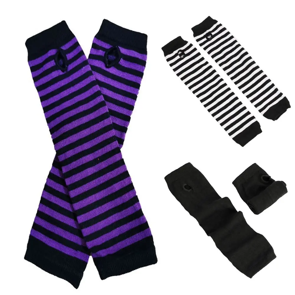 قفاز طويل ناعم بدون أصابع على الطراز الكوري، غطاء للذراع، أكمام طويلة، قفازات كوع مخططة، قفازات مطاطية رائعة للأنشطة الخارجية #3