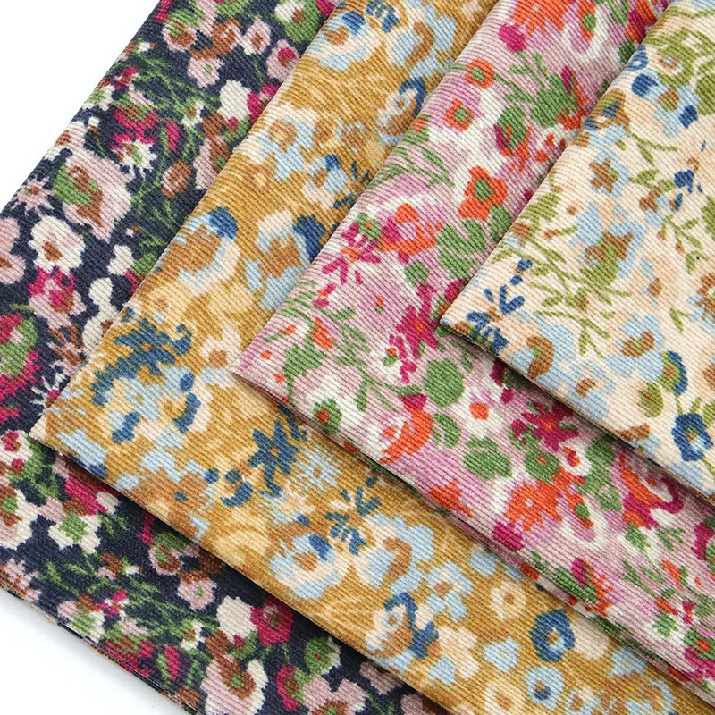 

Floral Printed Corduroy Fabric, Women's Clothing Dress Fabric, DIY Handmade Needlework, Sewing Quilting, New