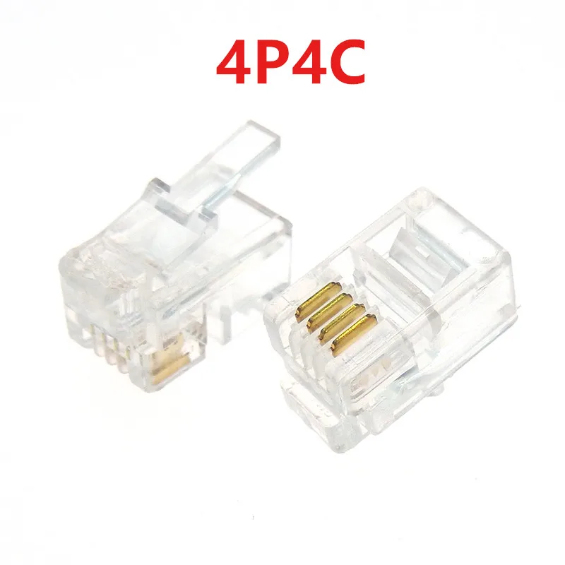 20PCS RJ11 4P4C 6P2C 6P4C 6P6C 8P8 Telephone Internet Modular Plug Jack RJ45 Connector RJ-11 Crystal Heads Gold-Plated