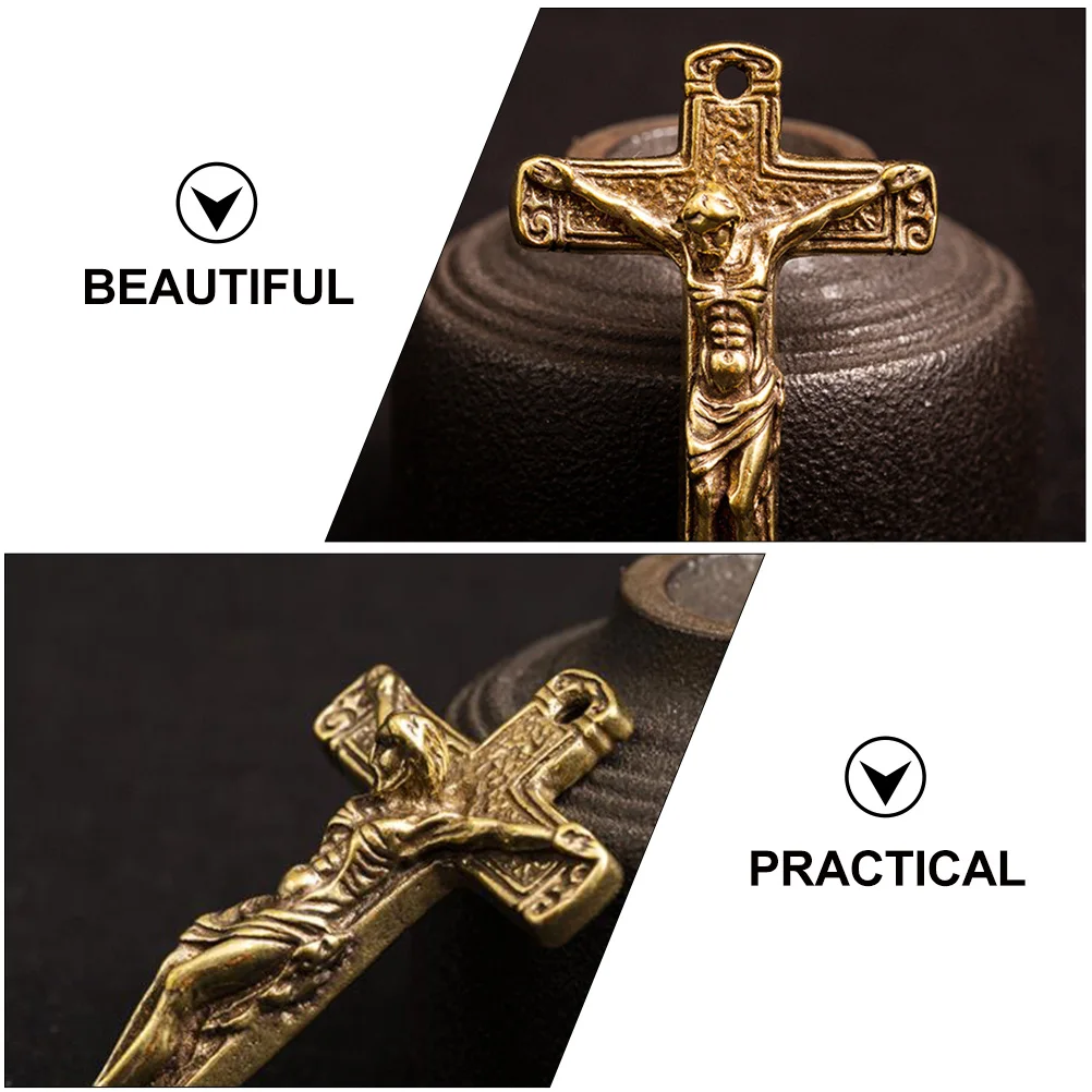 

2 Pcs Vintage Cross Pendant Keychain Decor Crucifixes Jewelry Pendants Decorate