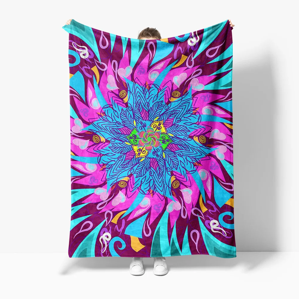 

Psychedelic Colorful Abstract Flower Paisley Print Blanket Throw Sofa Bed Cover Decoration Gift