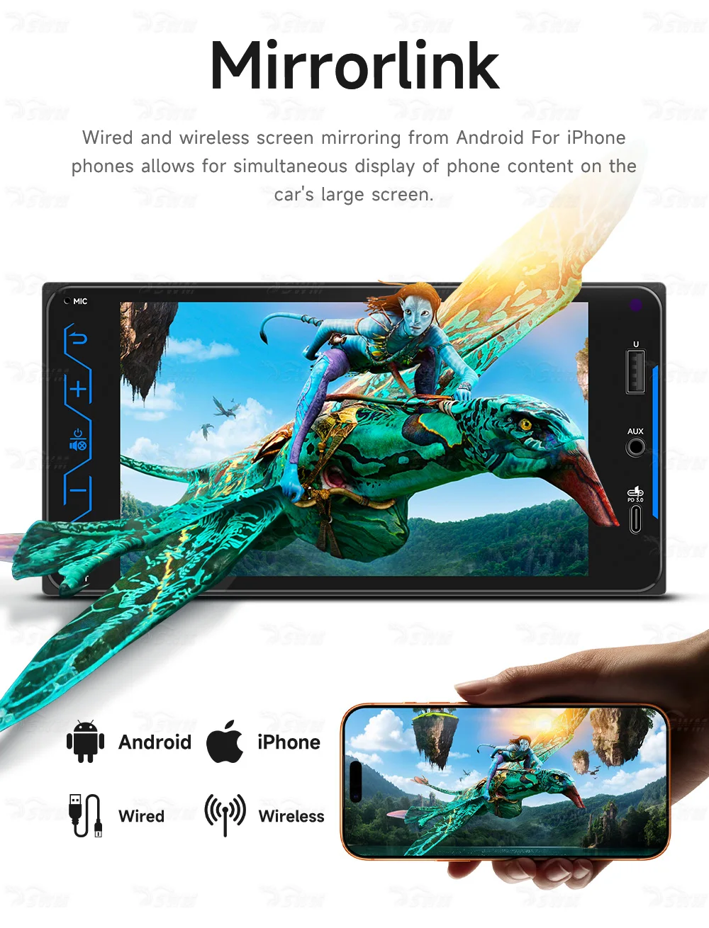 BQCC 2 Din 7“ MP5 Car Radio FM AM RDS Mirrorlink Carplay Android Auto Car Stereo For Toyota RAV4CrownCamryTeriosPradoSequoia