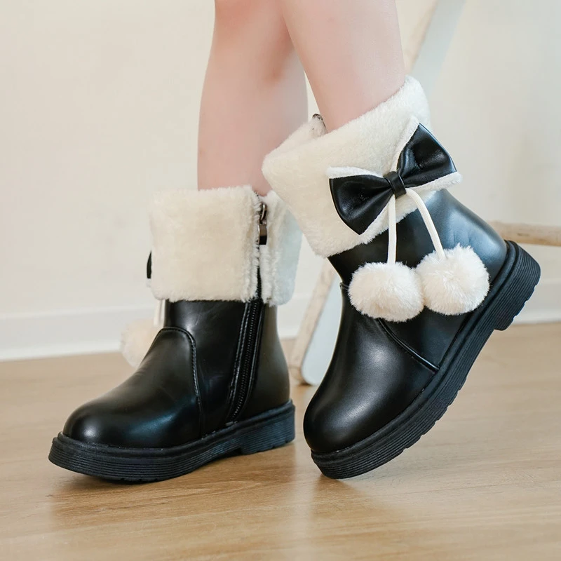 *2026 Winter New Round Toe Bow Thick-soled Casual Princess Boots Fashion Hot-selling Elegant Comfortable Beautiful Girls Boots