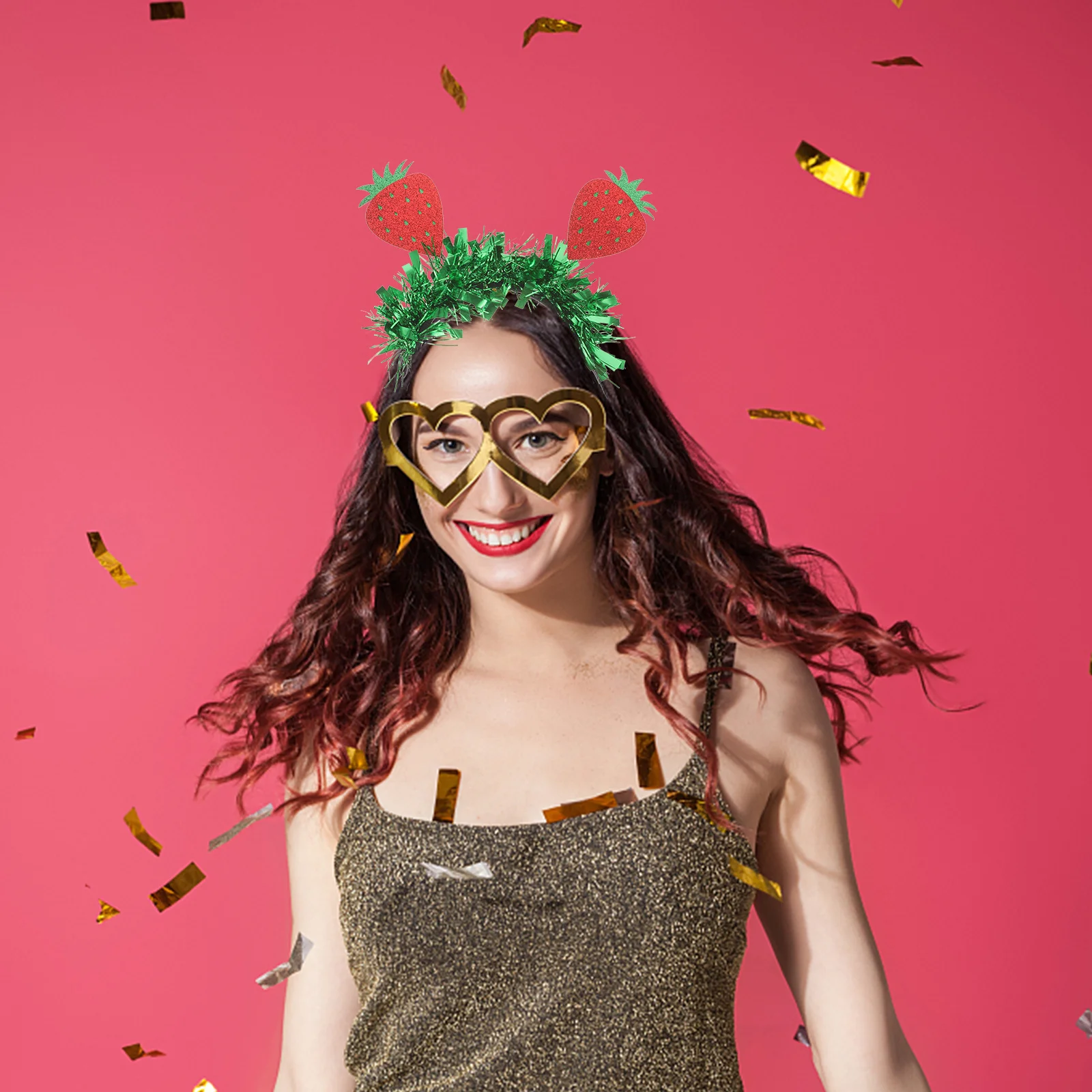 

2pcs Strawberry Headband For Spring Accessory Party Headdress Decorative Hair Hoop Festival Wear Hair Styling Tool