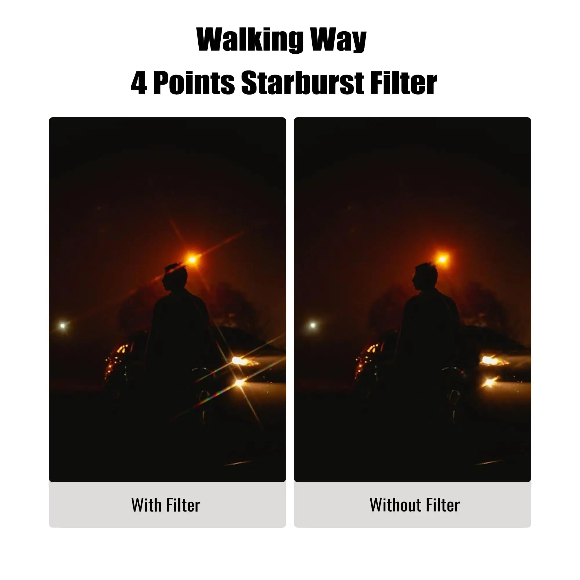 Walking Way Star Filter Set 4, 6, 8 Points Long Line Starburst Filters Creative Photography Effect for Christmas Nightscapes