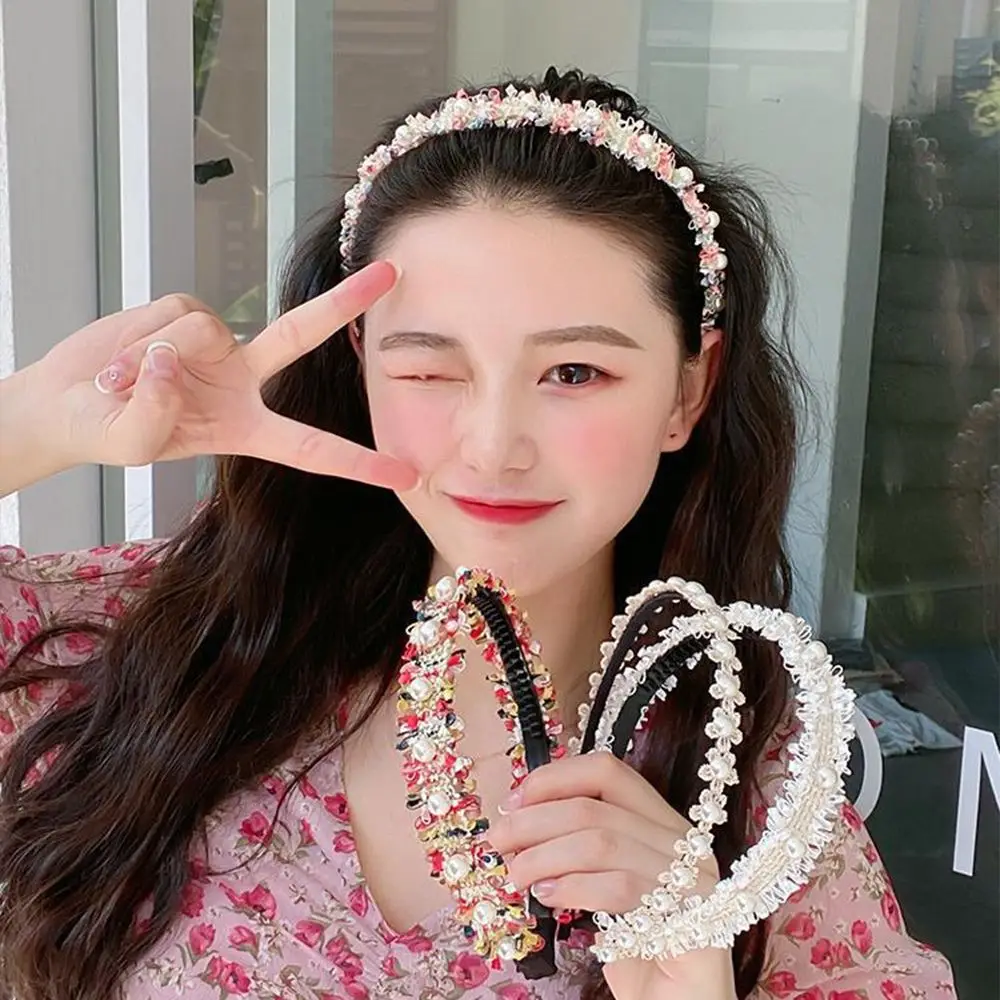 Lace Fashion Flower Headress Hair Accessories Woven Hairband Korean Style Hairband Women Headband Wide Hair Hoop