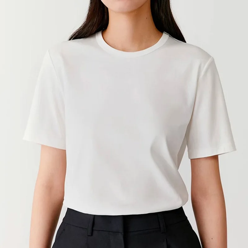 Summer Cotton T-Shirt for Women Men Casual Short Sleeve Tee Round Neck Pure Color Unisex Basic Solid Young Cool Tops