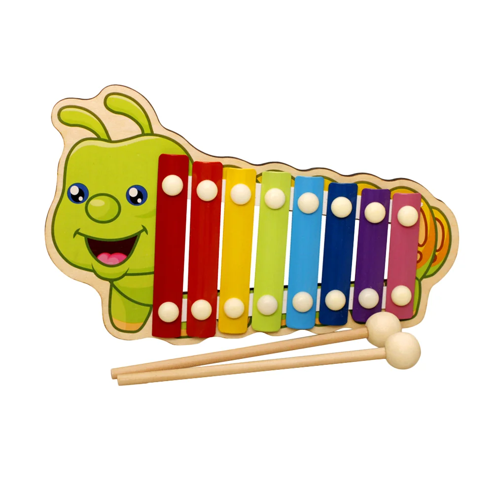 

1 Box of Cartoon Serinette Toy Wooden Hand Knock Piano Xylophone Toy for Kids Children Toddlers (Caterpillar)