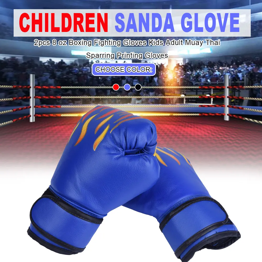 1 Pair Kids Boxing Gloves Children Punching PU Adjustable Exercise Fitness Mitts Train Hitting Glove Flame Sanda Boxing Glove