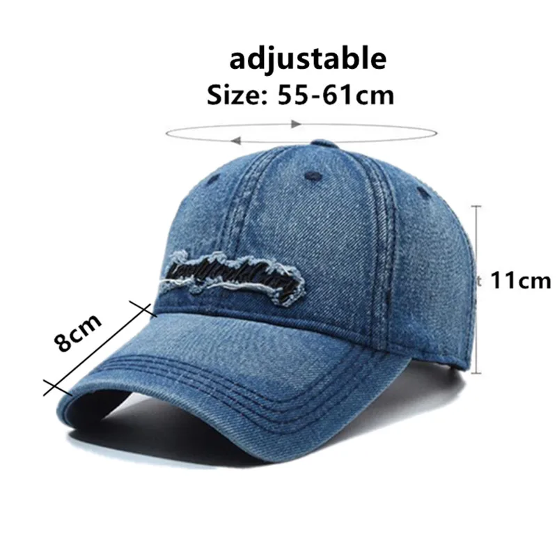 Snapback Cap New Letter Embroidery Baseball Caps For Men Personality Worn-out Denim Hip Hop Hat Camping Party Hats Women's Hats