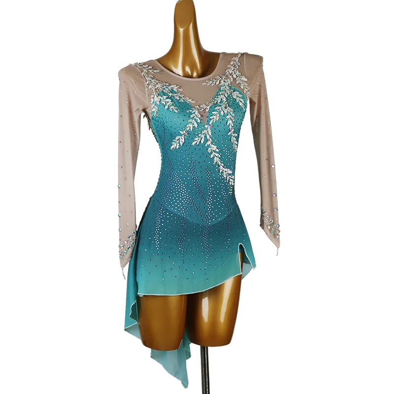 Eiskunstlaufkleid Damen Mädchen Eislaufkleid Gymnastikkostüm benutzerdefinierte Strass B360