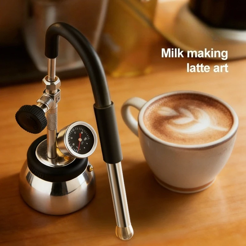 New Stainless Steel Stovetop Moka Pot Steam Coffee Maker with Latte Art Function Induction Cooktop Compatible