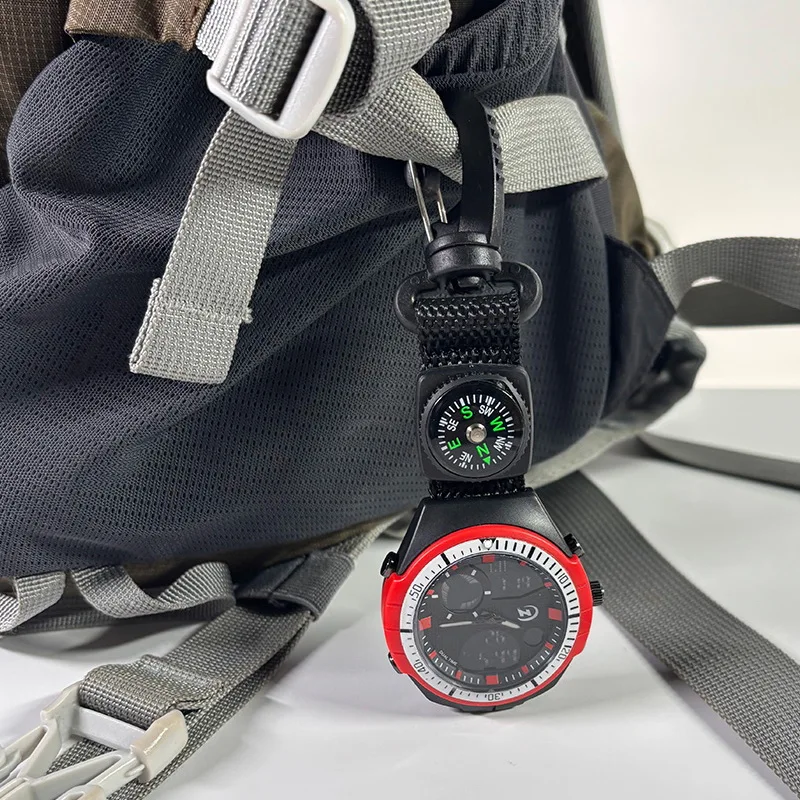 Sports Style Multi-function Electronic Digital Pocket Watch with Stopwatch Compass Alarm And Calendar Military Fob Clip Watch