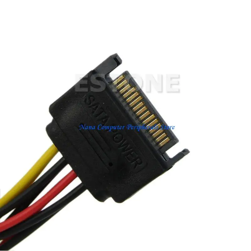 F68C Y-Splitter Connector 15 Pin Male to 2xSATA 15 Pin Splitter Cable for Motherboard
