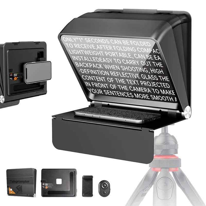 Lensgo TC7 II teleprompter แบบพกพาอเนกประสงค์สำหรับกล้อง DSLR กล้องสตูดิโอถ่ายภาพ iPad สมาร์ทโฟน