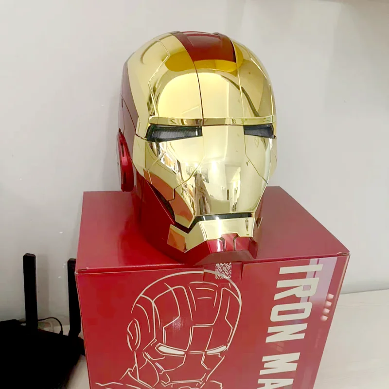 Iron Man 1:1 Helmet Mk5 Mk50 Avengers War Machine Cosplay Electric Open Close English Voice Remote Control Toys Xmas Boy Gifts