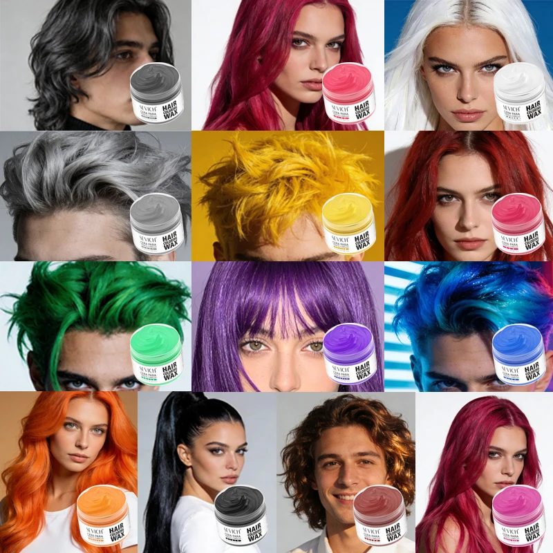Cera para el cabello con coloración DIY para el Día de San Valentín, fácil de lavar, crema colorante de un solo uso para el cabello, la barba y las cejas.