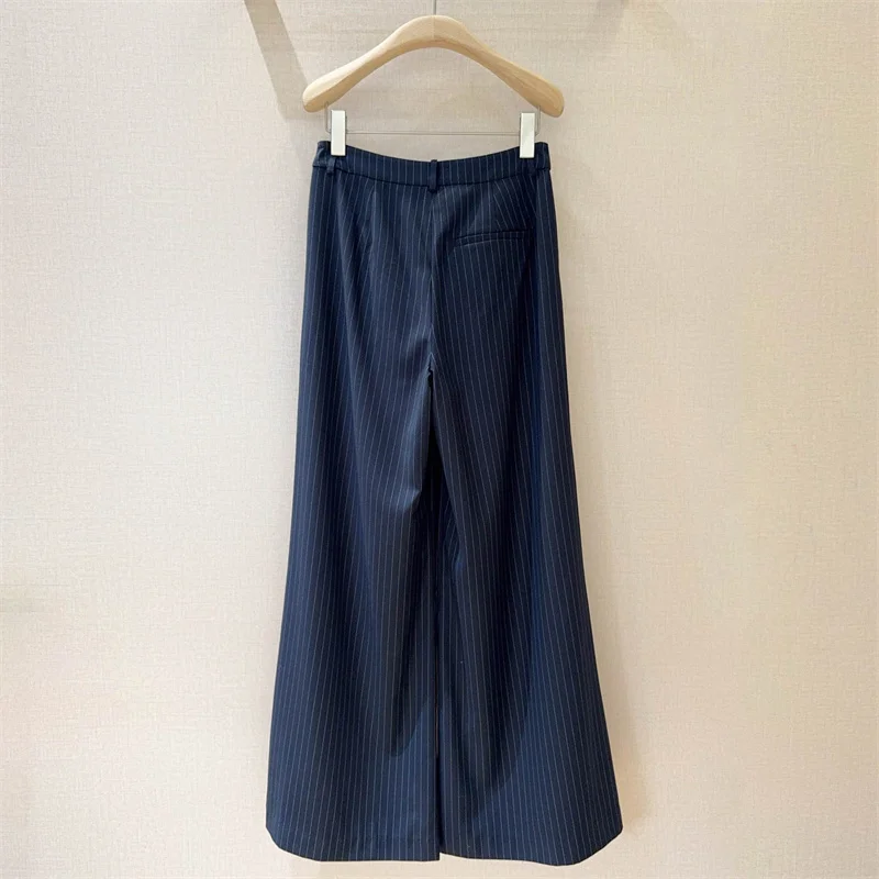 Pantaloni da donna Nuovi pantaloni a gamba dritta slim fit a vita alta per l'autunno 2025 Pantaloni a gamba larga a righe moda pantaloni da donna y2k