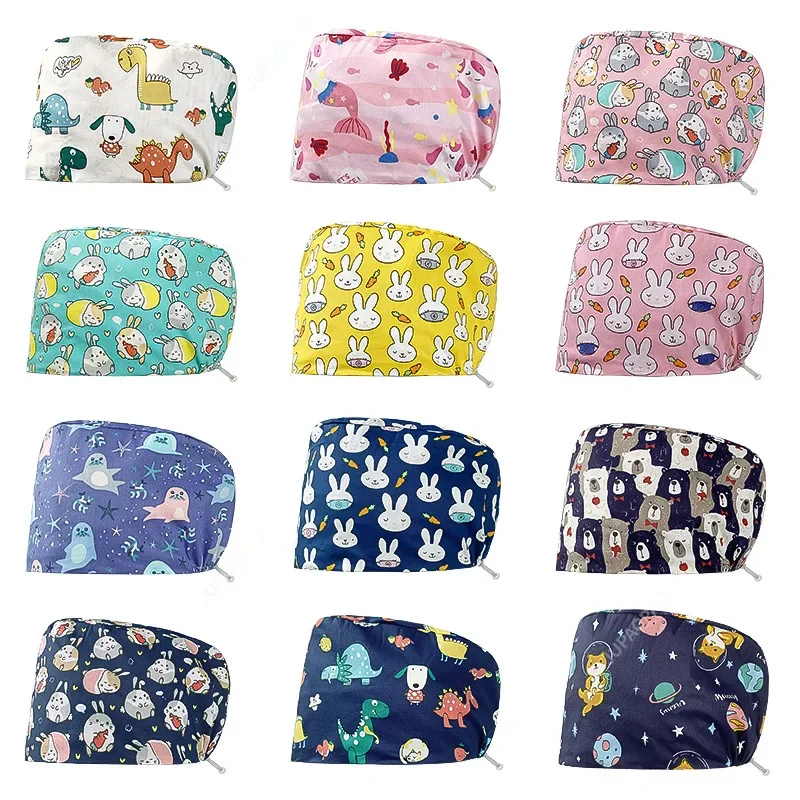 

Unisex Soft Scrub Cap Cartoon Printing Scrubs Hat for Women Surgicals Hat Women's and Men Operating Room Hat Nursing Accessories