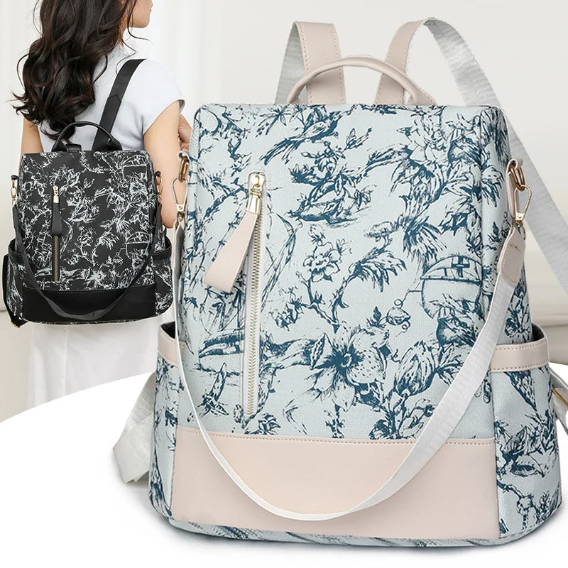 PU leather retro single-shoulder backpack, large-capacity, simple and casual, Chinese-style women's travel backpack