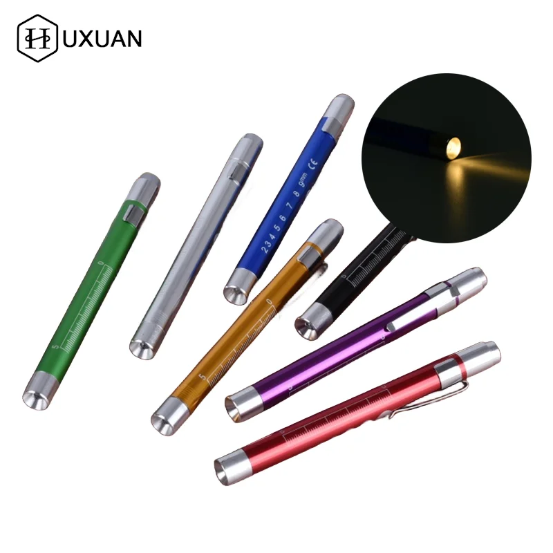 White Light Reusable LED Medical Penlight Flashlight With Pupil Gauge Pocket Clip Pen Light Torch Lamp For Nurses Doctors Readin